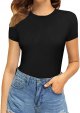 Women's Round Neck Short Sleeve T Shirts Basic Bodysuits