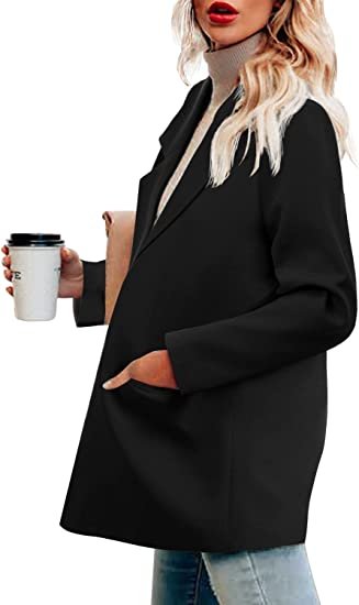 Womens Casual Blazer Jacket Pockets Long Sleeve Open Front Work Office Blazer